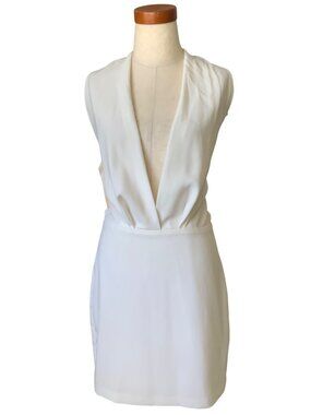 Amanda Uprichard Womens White Halter Plunge Mini Dress Lined boned  Small